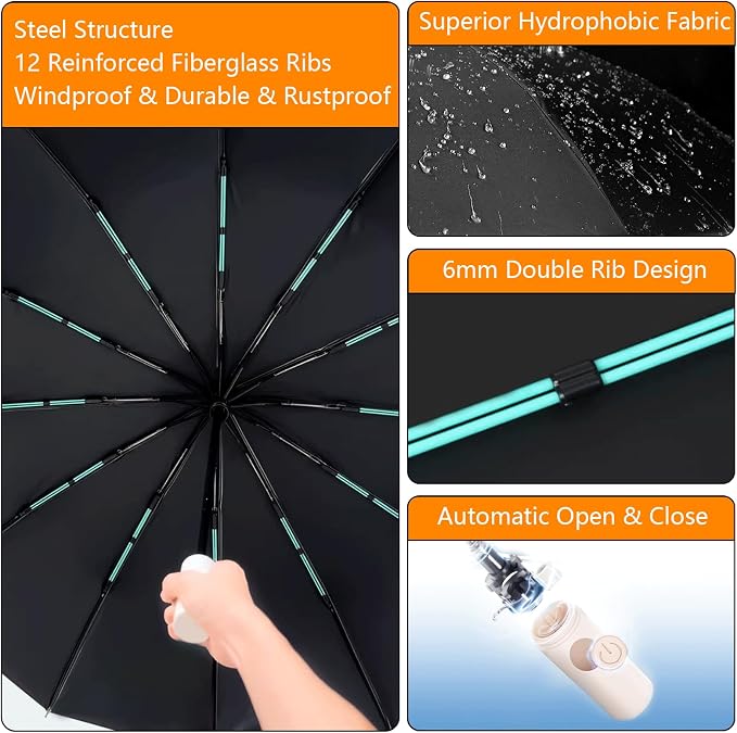 Large Double-Ribs Umbrella Automatic Folding Umbrella - Image 8