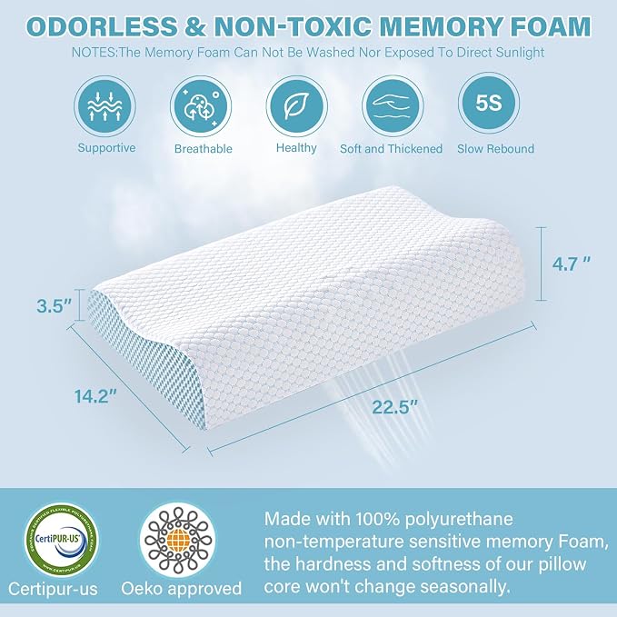 2 Pack Memory Foam Cooling Bed Pillows - Image 6
