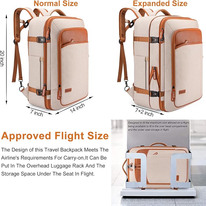 Travel Laptop Backpack, 42L Carry on Luggage, Flight Approved Expandable - Image 2