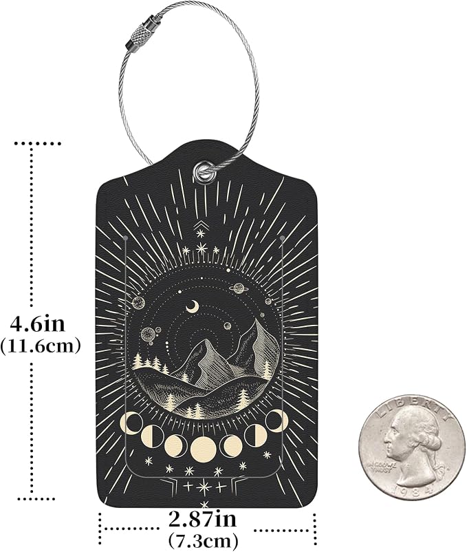 2 Pcs Luggage Tags for Suitcase, Cute Unique PU Leather Travel Bag Tag - Image 2