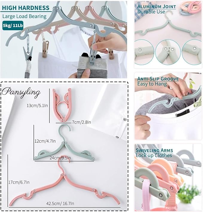Portable Foldable Clothes Hanger, Plastic Travel Foldable Coat Hangers Clothes - Image 3