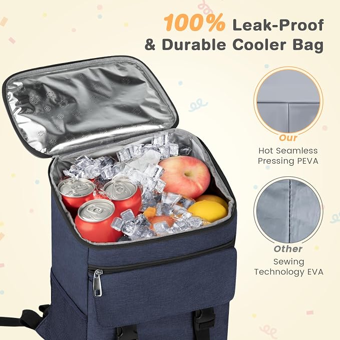 Cooler Backpack Soft Insulated Leak Proof 30 Cans Insulated Backpack Cooler - Image 2
