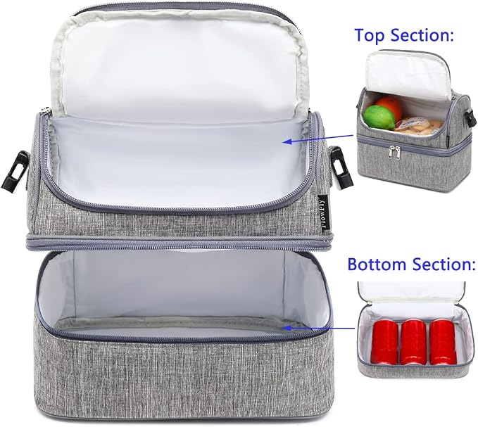 FlowFly Double Decker Cooler Insulated Lunch Bag Large Tote - Image 4