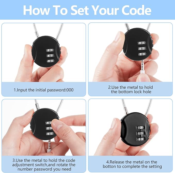 Therwen 36 Pcs Combination Lock 3 Digit Gym Waterproof Padlock Resettable Bag - Image 3