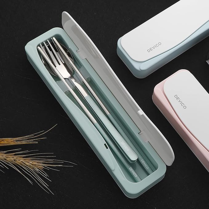 DEVICO Travel Utensils With Case, 18/8 Stainless Steel Camping Utensils - Image 5