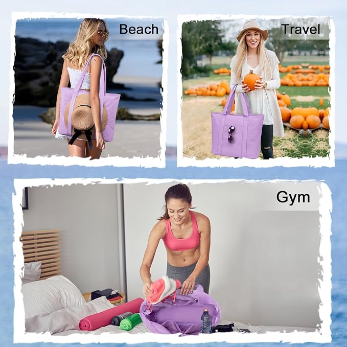 LEDAOU Beach Bags for Women, Beach Bags Waterproof Sandproof, Packable Beach - Image 3