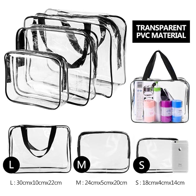 6Pcs Crystal Clear PVC Travel Toiletry Bag Kit - Image 6
