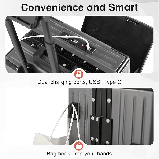 24 Inch Check-In Luggage Aluminum Frame Zipperless Luggage, Hard Shell Suitcase - Image 5