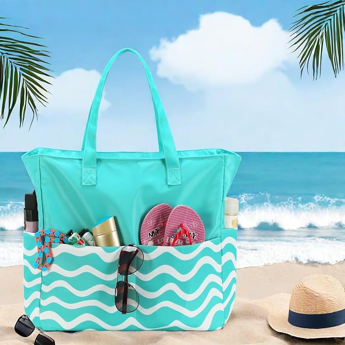 LEDAOU Beach Bag Waterproof Sandproof Women Tote Bag Pool Bag - Image 7