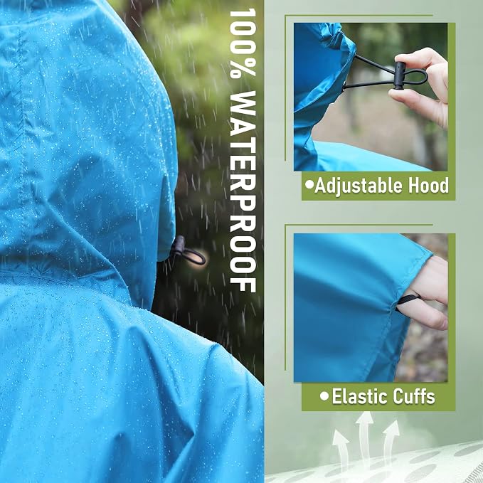 SaphiRose Unisex Rain Poncho Raincoat Hooded - Image 2