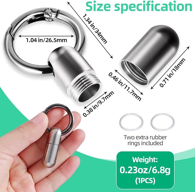 Titanium Keychain Pill Holder Waterproof Lightweight Portable Pocket Mini Pill - Image 2