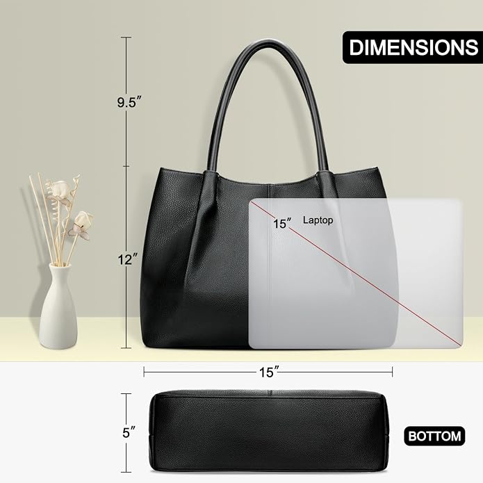 KKXIU Tote Bag for Women Vegan Leather Shoulder Purse Large Capacity Travel Bag - Image 7