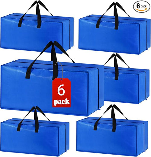 6 Pack Heavy Duty Extra Large Moving Bags Storage Tote by ACNUSIK