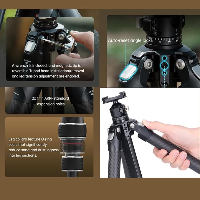 FALCAM TreeRoot F38 Quick Lock Lite Carbon Fiber Travel Tripod - Image 6
