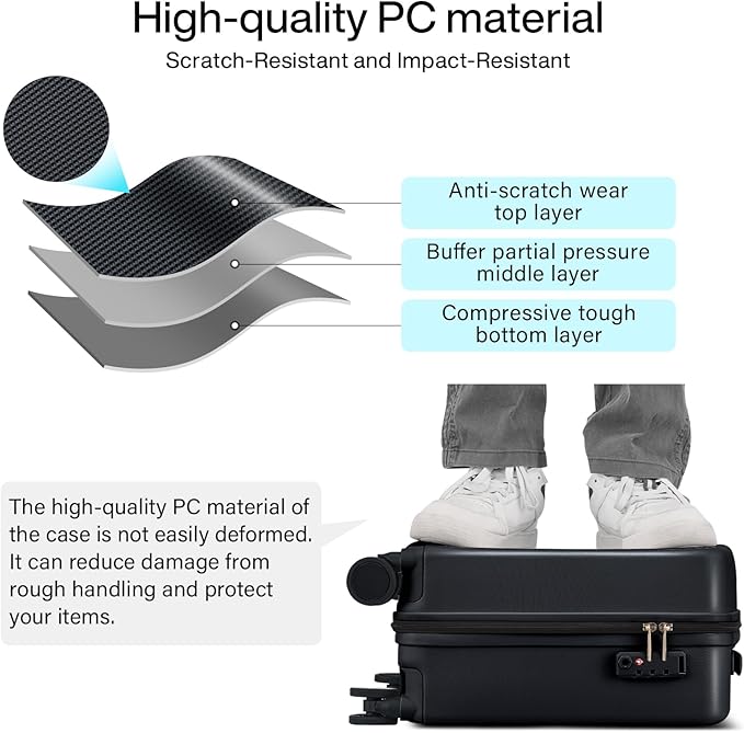 Hanke 16 Inch Underseat Carry On Luggage, Airline-Approved Hard Shell Small - Image 4