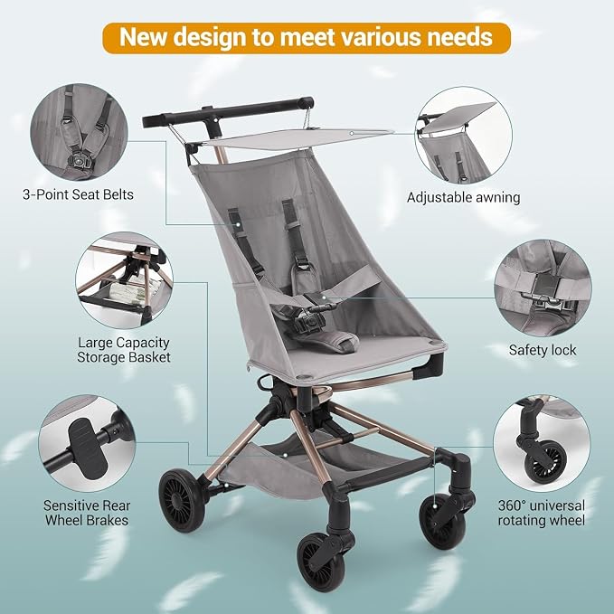 Jojoka Lightweight Stroller for Airplane, Compact Strollers for Travel - Image 3