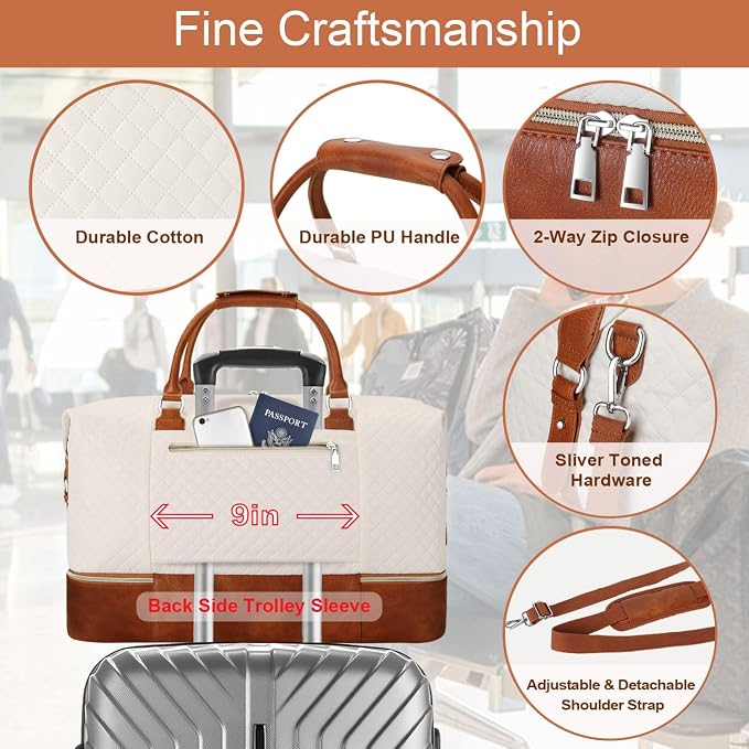 Weekender Bag for Women, Travel Duffel Bag Carry On Overnight Bag - Image 6