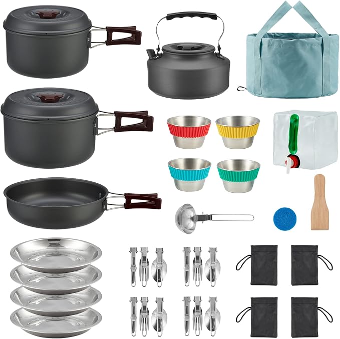 Bulin 24/13/11/8/4 PCS Camping Cookware Mess Kit Lightweight Backpacking by BULIN