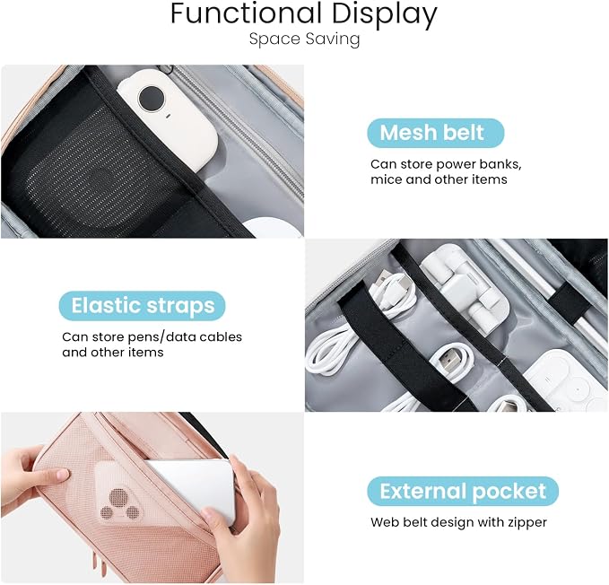 Electronics Organizer Bag, Portable Cable Organizer Case Travel Electronic - Image 3