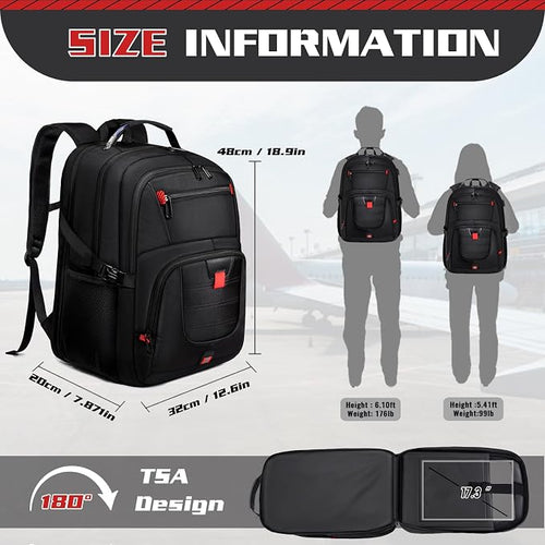 50L Travel Backpack, 17 inch Laptop Backpack - Image 2