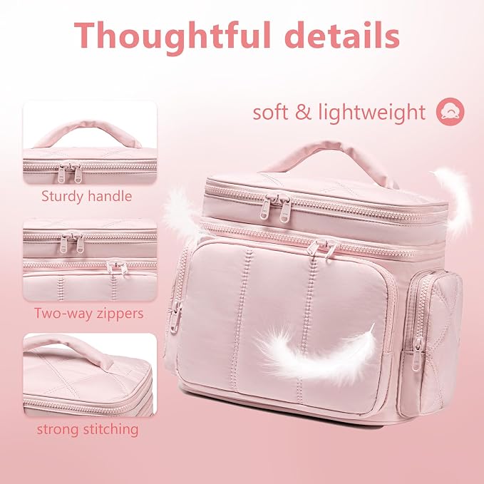 LEDAOU Toiletry Bag for Women, Quilted Travel Makeup Bag Organizer - Image 4