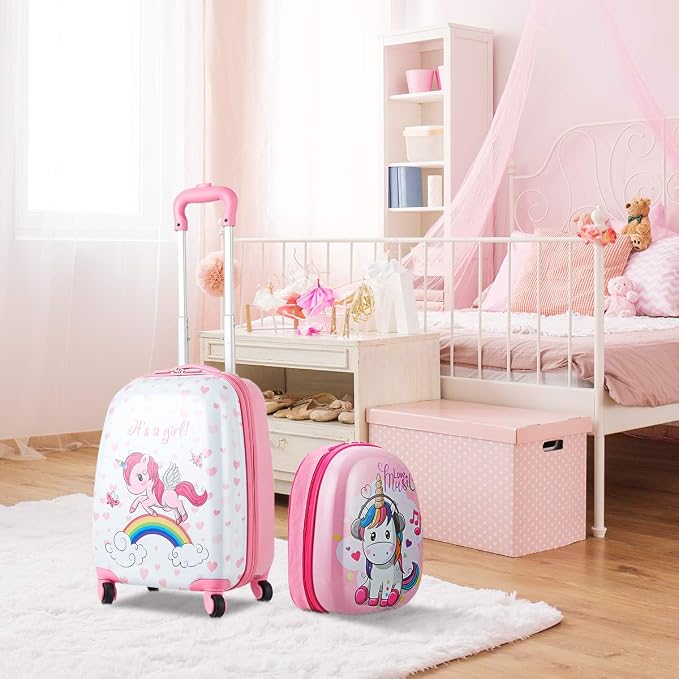 HONEY JOY 2 Pcs Kids Carry On Luggage, Waterproof Hard Shell Travel Case - Image 6