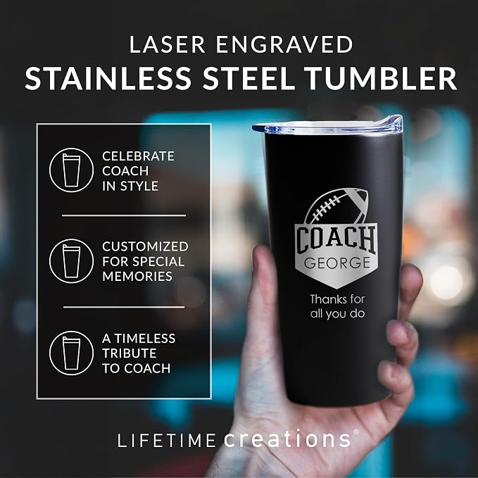 Lifetime Creations Personalized Football Coach Tumbler: Custom Football Coach - Image 3