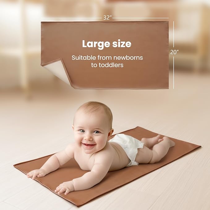 Konssy Faux Leather Baby Changing Mat, Waterproof, Wipeable & Portable Diaper - Image 4