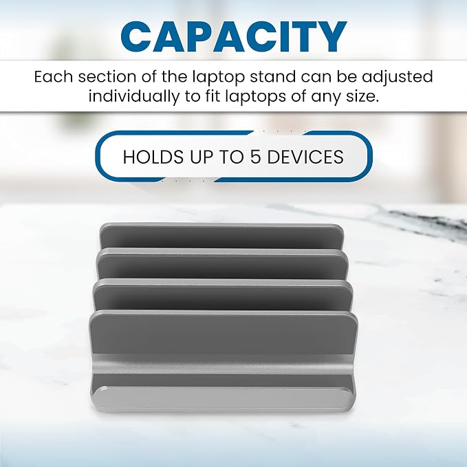 Multiple Laptop Holder Vertical – Adjustable Laptop Vertical Stand Holds 5 - Image 2