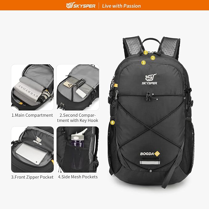 SKYSPER Small Hiking Daypack, 20L Lightweight Travel Backpacks Day Hike Pack - Image 5