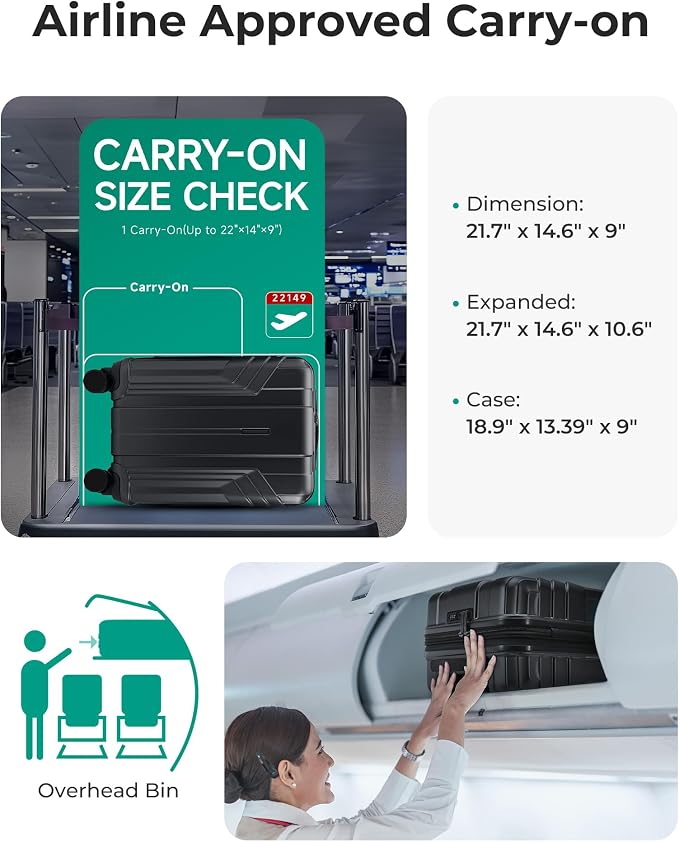 BAGSMART Expandable Carry On Luggage 22x14x9 Airline Approved, 1OO% PC - Image 4