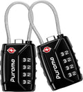 Puroma 2 Pack TSA Approved Luggage Locks, 4 Digit Combination Travel Locks by Puroma