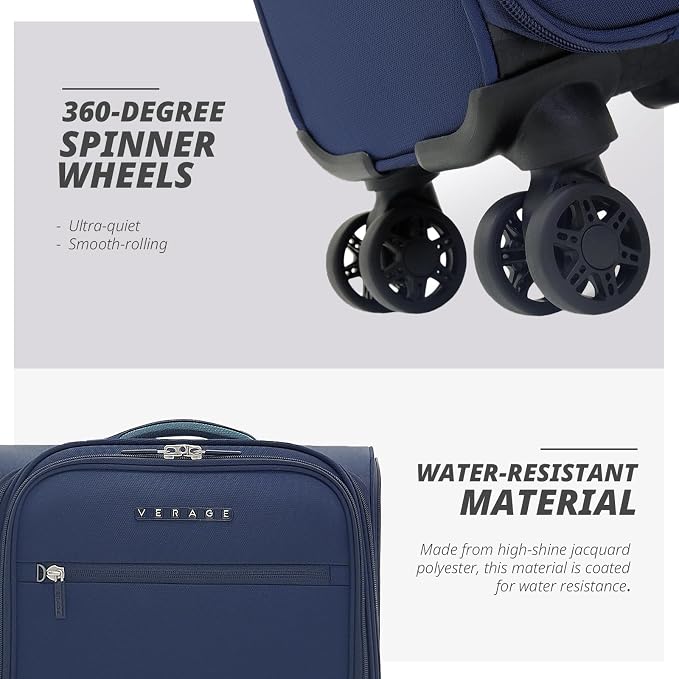 Verage Under Seat Luggage with Wheels, Softside Small Suitcase Spinner Carry On - Image 7