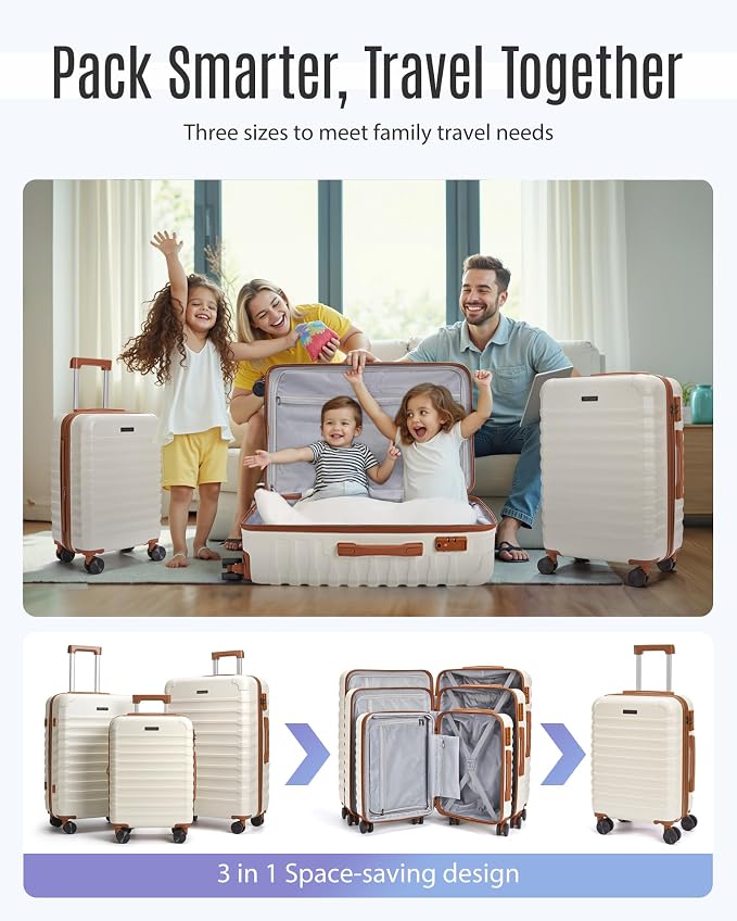 LIGHT FLIGHT Luggage Sets, 3 Piece Durable Suitcase Set - Image 2