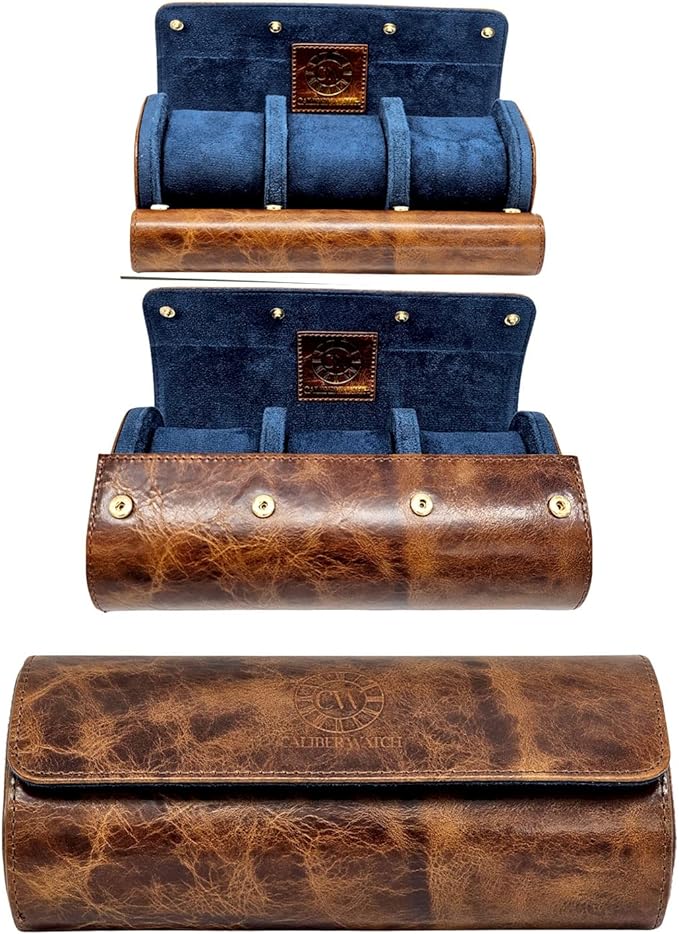 Genuine Napa Leather Watch Roll Travel Case by CaliberWatch