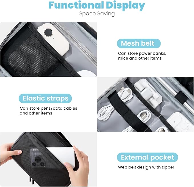 Electronics Organizer Bag, Portable Cable Organizer Case Travel Electronic - Image 3