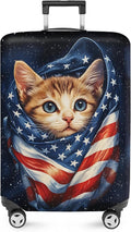 ANNA QUEEN Cute Patriotic Cat Luggage Cover, American Flag Suitcase Protector by ANNAQUEEN