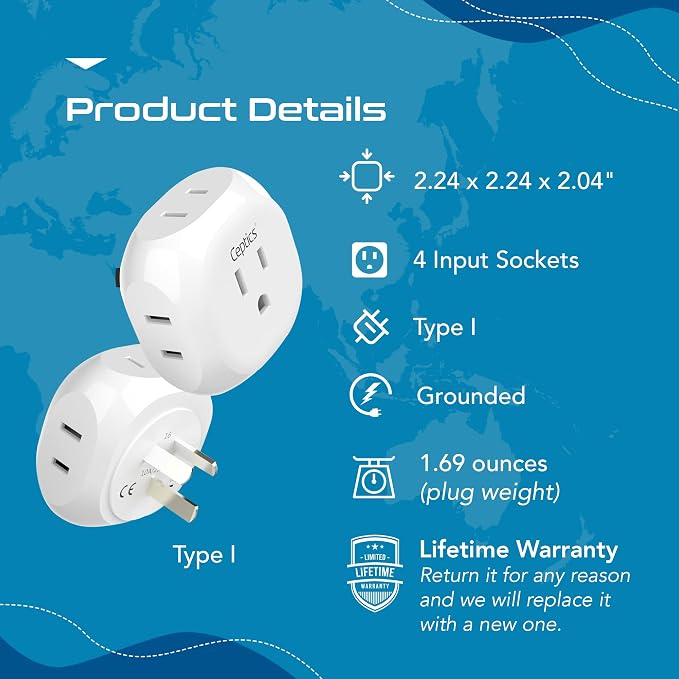 Ceptics Australia, New Zealand, China Travel Plug Adapter by - Image 8