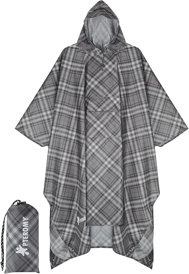 PTEROMY Hooded Rain Poncho for Adult by PTEROMY