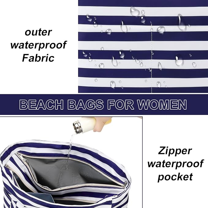 LEDAOU Beach Bag Waterproof Sandproof Women Tote Bag Pool Bag - Image 6
