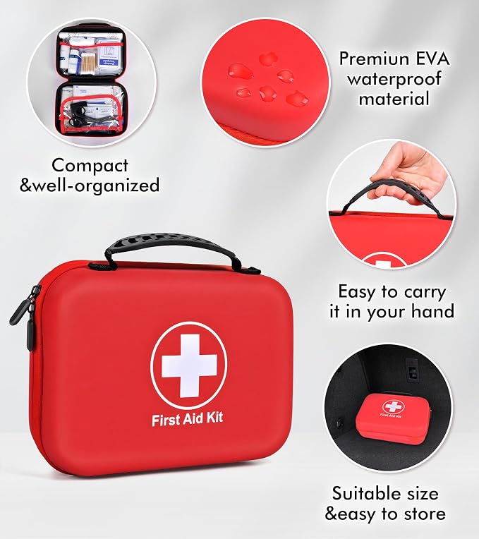 242Pcs Compact First Aid Kit, Waterproof Hard Shell Eva Medical Kits, - Image 5