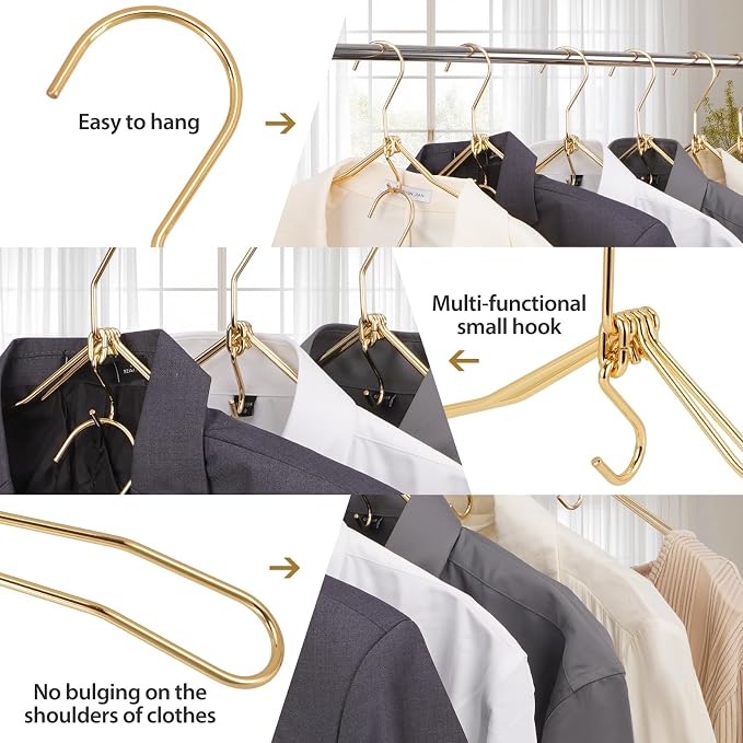 VWV 10P Gold Hanger, 15.35 Inch Fashion Metal Folding Clothes Hanger, - Image 3
