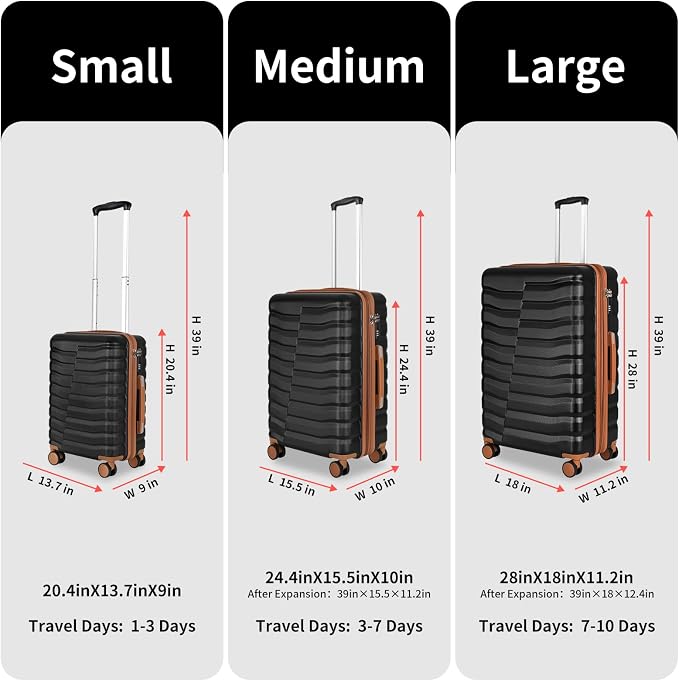 Lightweight Luggage with Spinner Wheels & YKK Zipper, 3-Piece Suitcase ABS+PC - Image 2