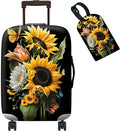 Suitcase Protector Plus 1 Luggage Tag, Sunflower Orchids Travel Suitcase Cover by BWEGRHE