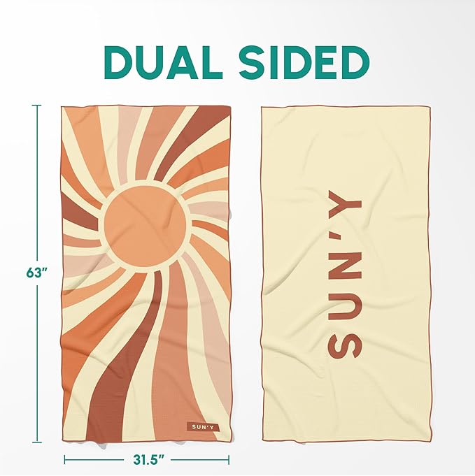 SUN'Y Waffle Microfiber Beach Towel – Sand Free, Quick Dry, Ultra Absorbent - Image 6