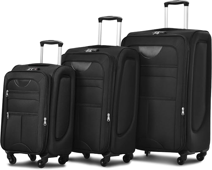 Merax Softside Luggage Set Softshell Lightweight 3 Piece Spinner Suitcase 22" - Image 9