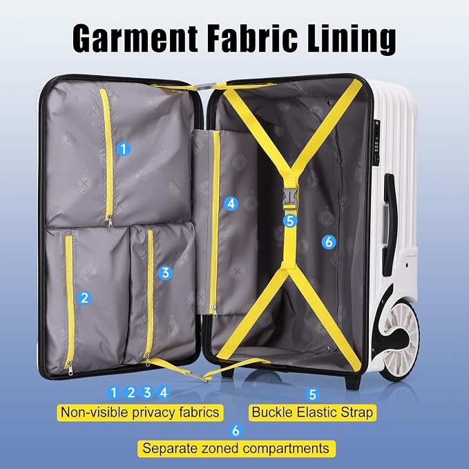 Extra Large Wheels Carry On Luggage Hard Shell Suitcase Top Opening Hardside - Image 4