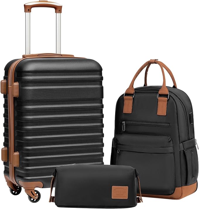 Coolife Luggage Sets Suitcase Set 3 Piece Luggage Set Carry On Hardside Luggage by COOLIFE