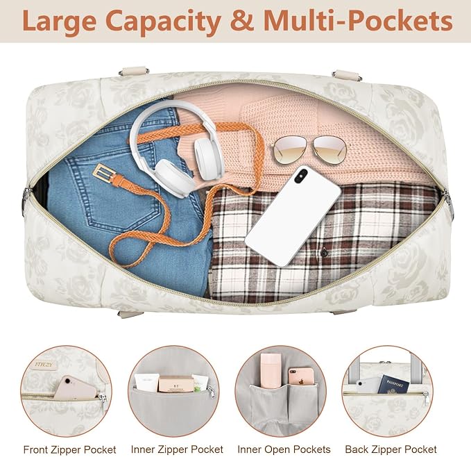 Weekender Bag for Women, Travel Duffel Bag Carry On Overnight Bag - Image 4
