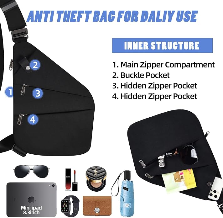 Anti Theft Crossbody Bag, Anti Theft Travel Bag - Image 4